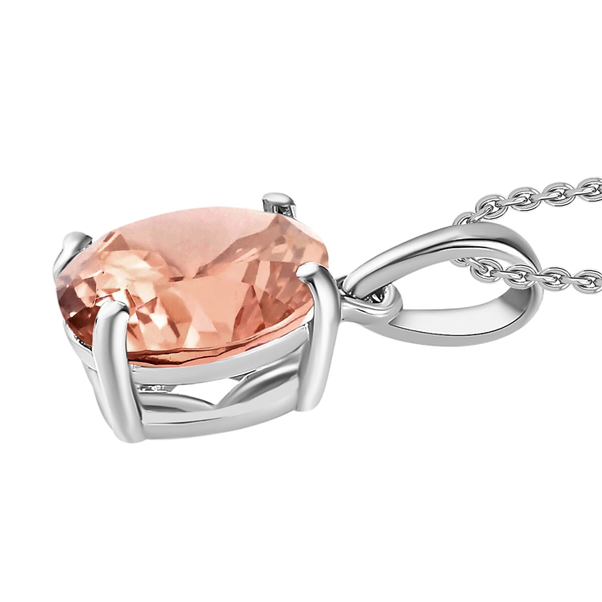 Iliana AAA Pink Morganite 2.40 ctw Solitaire Pendant without Chain in 18K White Gold image number 2