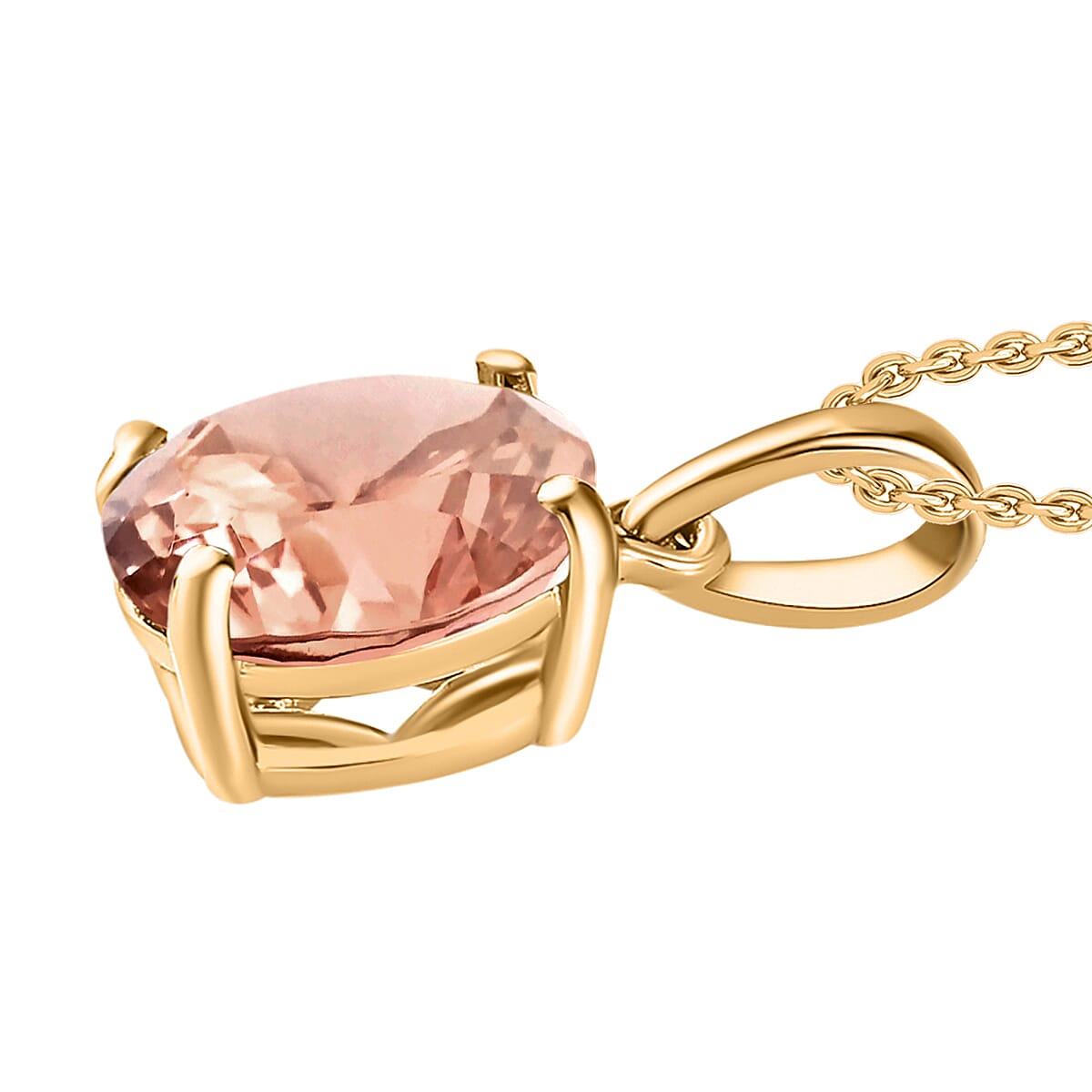 Iliana AAA Pink Morganite 2.40 ctw Solitaire Pendant without Chain in 18K Yellow Gold image number 2