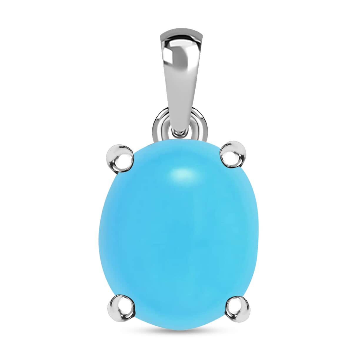 Luxoro 14K White Gold Premium Sleeping Beauty Turquoise Solitaire Pendant 4.50 ctw image number 0