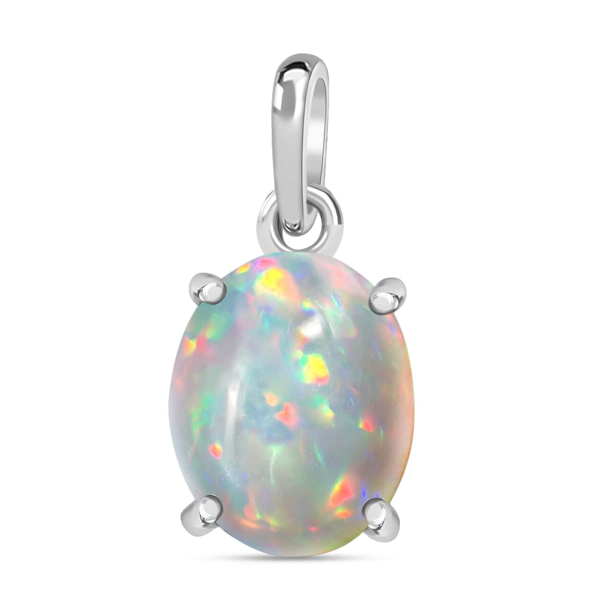 Luxoro Premium Ethiopian Welo Opal 1.80 ctw Solitaire Pendant in 14K White Gold image number 0