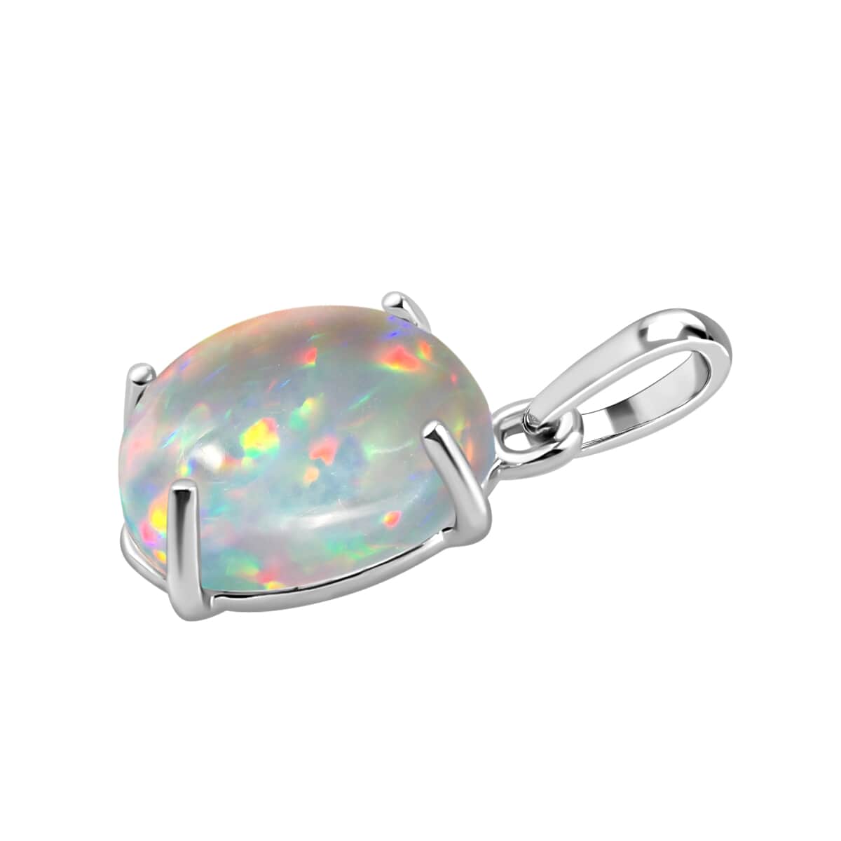 Luxoro Premium Ethiopian Welo Opal 1.80 ctw Solitaire Pendant in 14K White Gold image number 2