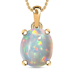 D'Joy Premium Ethiopian Welo Opal 2.40 ctw Solitaire Pendant without Chain in Vermeil Yellow Gold Over Sterling Silver 