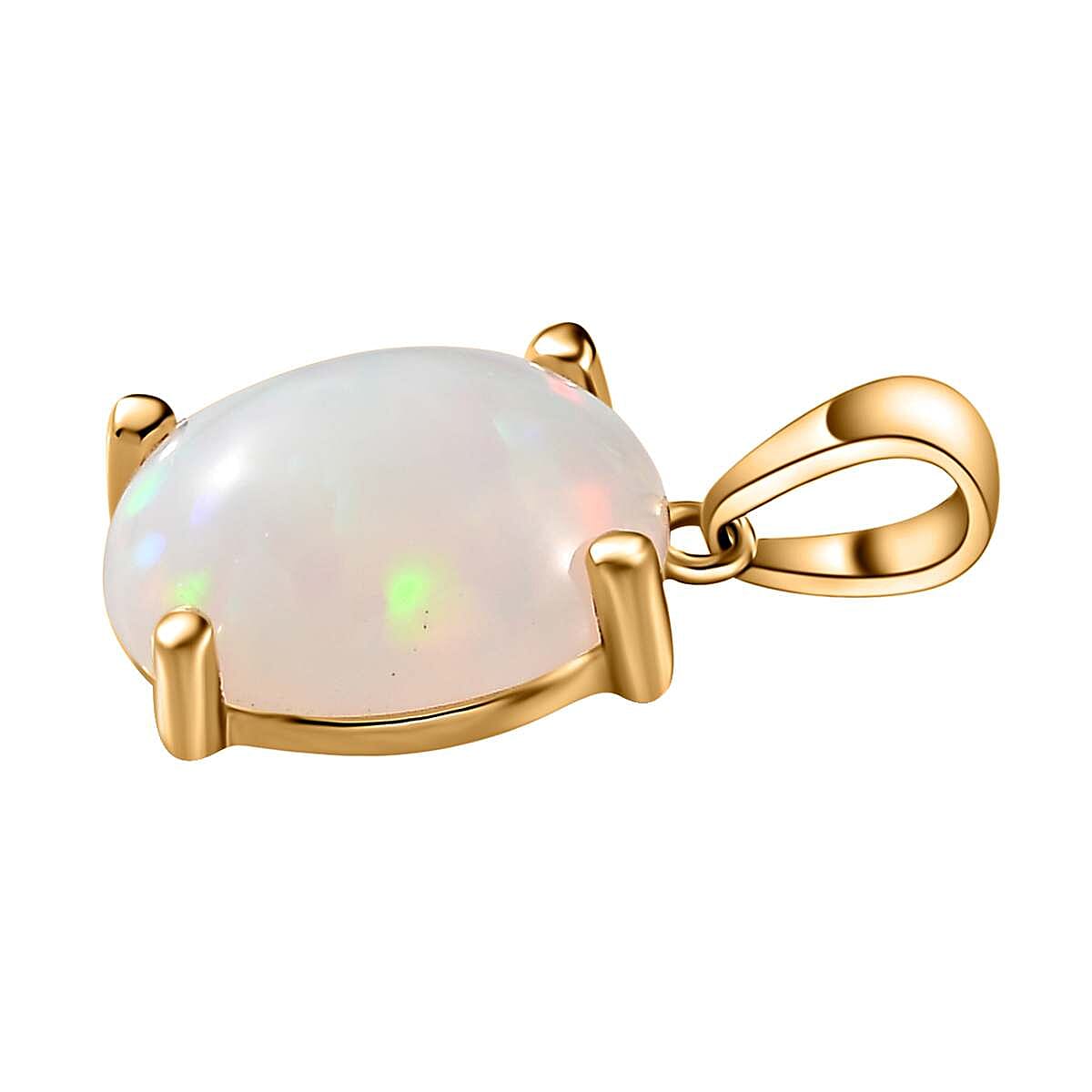 D'Joy Premium Ethiopian Welo Opal 2.40 ctw Solitaire Pendant without Chain in Vermeil Yellow Gold Over Sterling Silver  image number 4