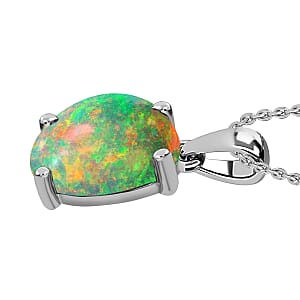 Rhapsody AAAA Ethiopian Welo Opal 2.40 ctw Solitaire Pendant without Chain in 950 Platinum (Del. in 10-12 Days)