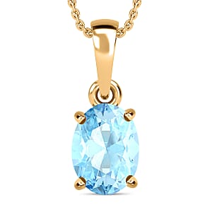 Mangoro Aquamarine Solitaire Pendant in Vermeil Yellow Gold Over Sterling Silver 1.00 ctw