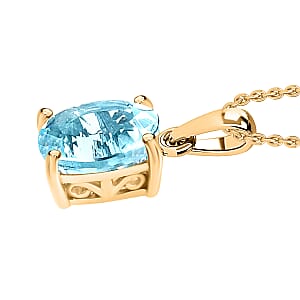 D'Joy Mangoro Aquamarine Solitaire Pendant in Vermeil Yellow Gold Over Sterling Silver 1.00 ctw