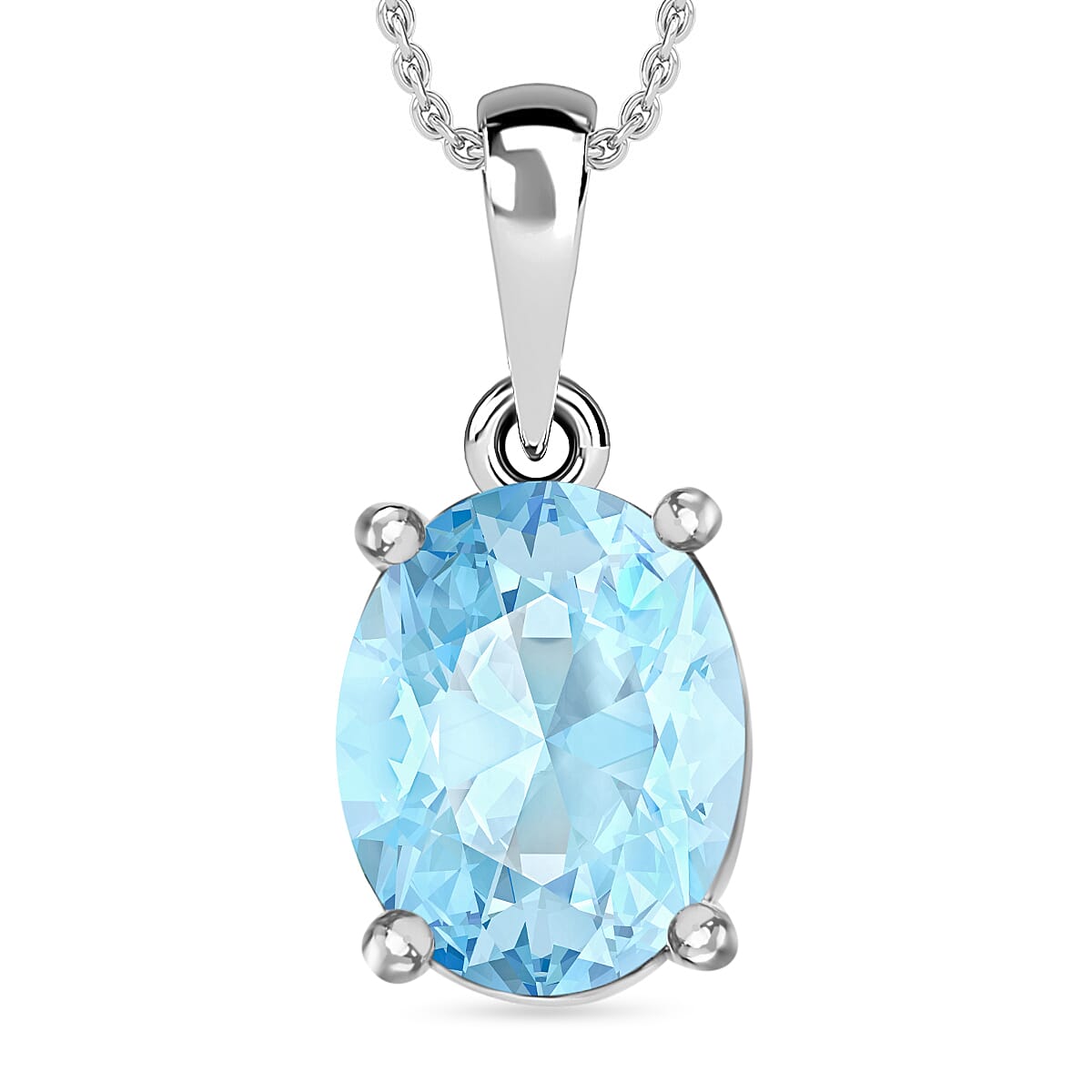 Mangoro Aquamarine 1.70 ctw Solitaire Pendant without Chain in Platinum Over Sterling Silver image number 0