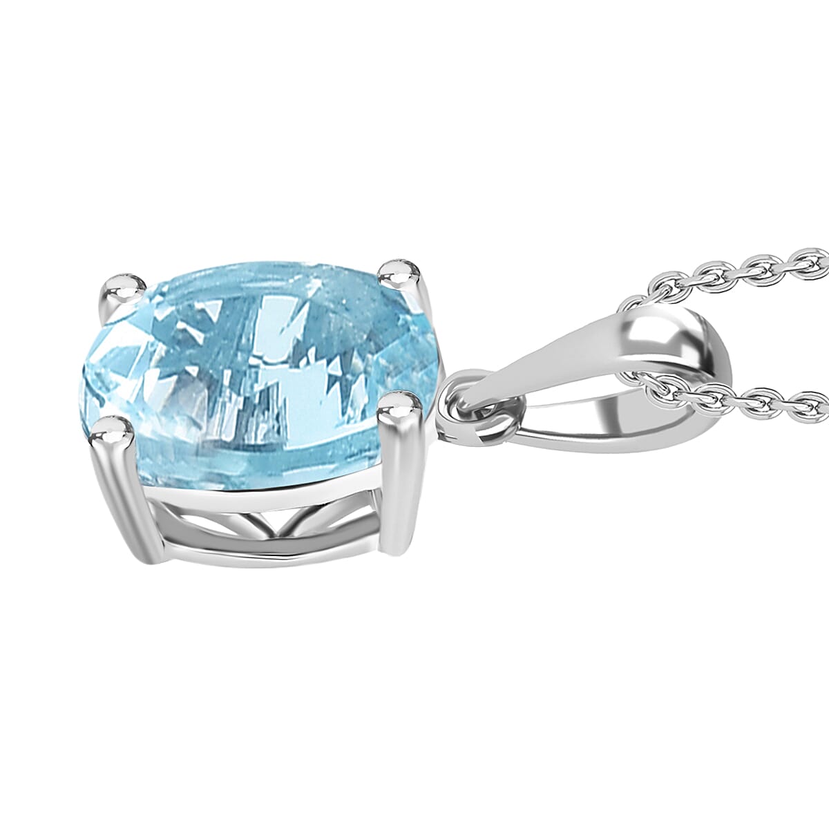 Mangoro Aquamarine 1.70 ctw Solitaire Pendant without Chain in Platinum Over Sterling Silver image number 2