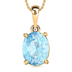 Mangoro Aquamarine 1.70 ctw Solitaire Pendant without Chain in Vermeil Yellow Gold Over Sterling Silver