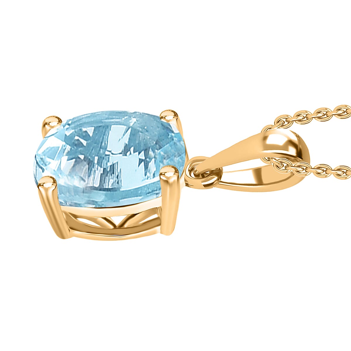 Mangoro Aquamarine 1.70 ctw Solitaire Pendant without Chain in Vermeil Yellow Gold Over Sterling Silver image number 2