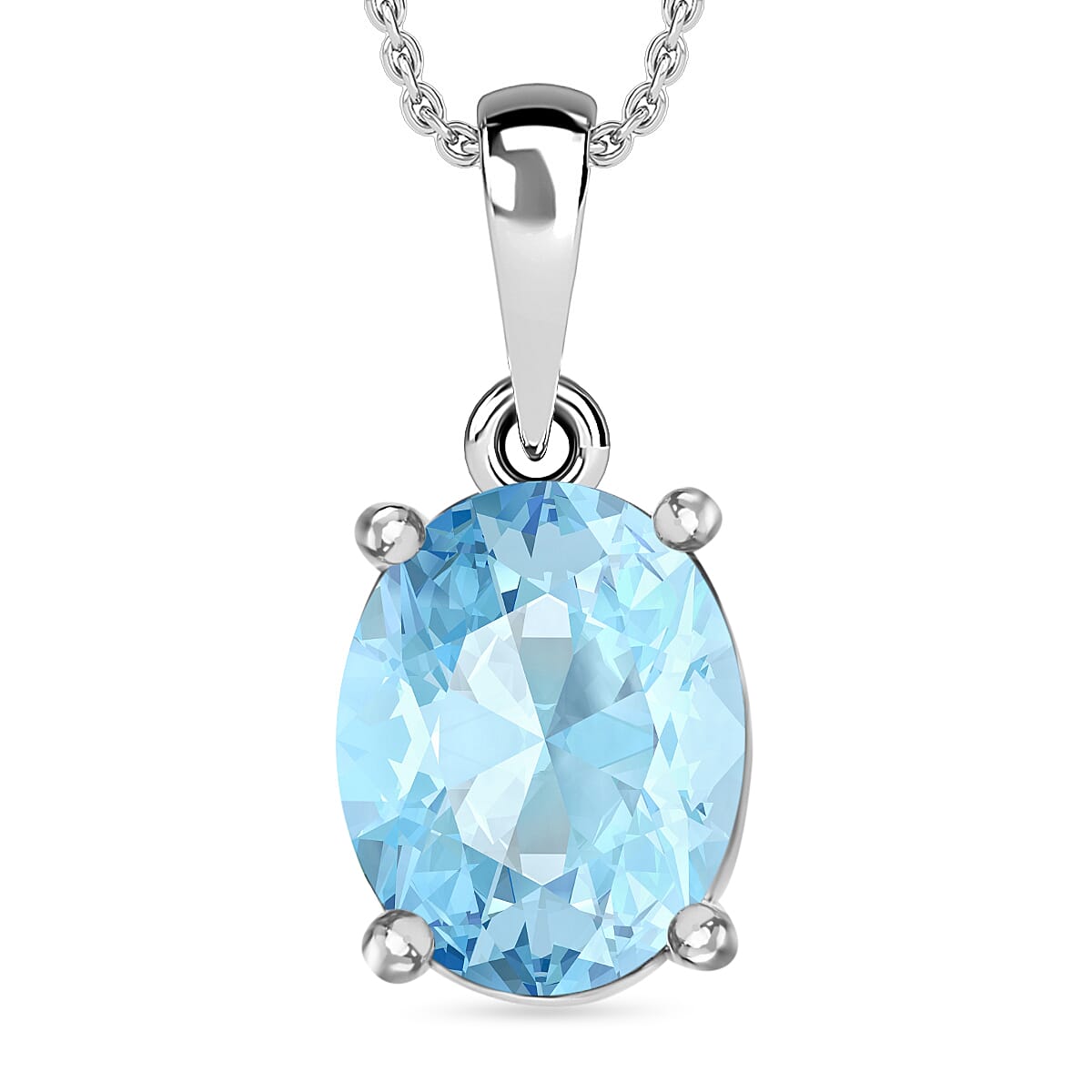 Luxoro Premium Mangoro Aquamarine 1.70 ctw Solitaire Pendant in 14K White Gold image number 0