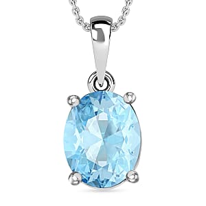 Luxoro Premium Mangoro Aquamarine 1.70 ctw Solitaire Pendant in 14K White Gold