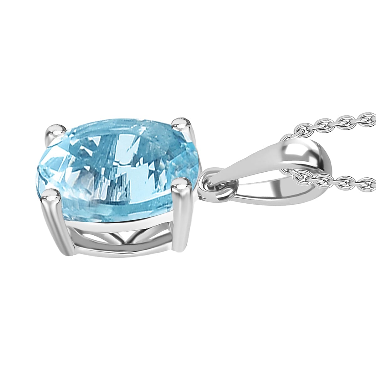 Luxoro Premium Mangoro Aquamarine 1.70 ctw Solitaire Pendant in 14K White Gold image number 2