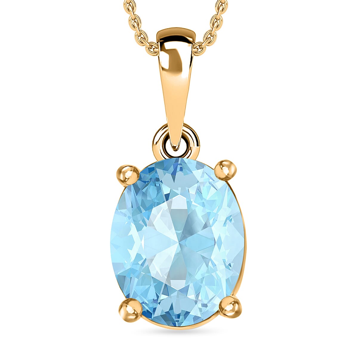 Luxoro Premium Mangoro Aquamarine 1.70 ctw Solitaire Pendant in 14K Yellow Gold image number 0