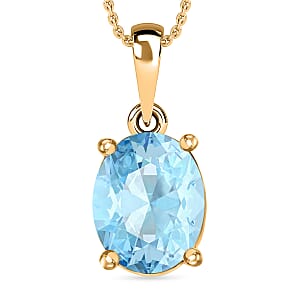 Luxoro Premium Mangoro Aquamarine 1.70 ctw Solitaire Pendant in 14K Yellow Gold