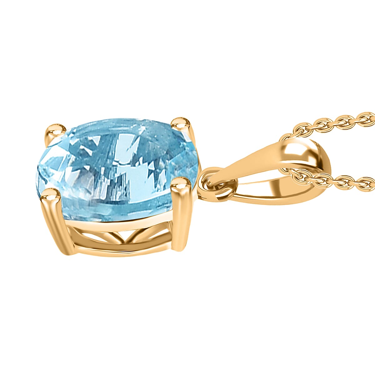 Luxoro Premium Mangoro Aquamarine 1.70 ctw Solitaire Pendant in 14K Yellow Gold image number 2