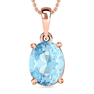 Luxoro Premium Mangoro Aquamarine 1.70 ctw Solitaire Pendant in 14K Rose Gold