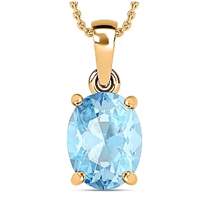 Luxoro 14K Yellow Gold Premium Mangoro Aquamarine Solitaire Pendant 5.05 ctw