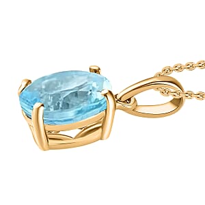 14K Yellow Gold Premium Mangoro Aquamarine Solitaire Pendant 5.05 ctw (Del. in 10-12 Days)