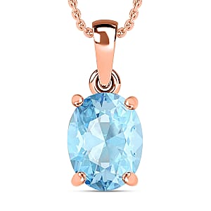 Luxoro 14K Rose Gold Premium Mangoro Aquamarine Solitaire Pendant 5.05 ctw