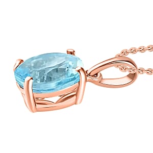 Luxoro 14K Rose Gold Premium Mangoro Aquamarine Solitaire Pendant 5.05 ctw (Del. in 10-12 Days)