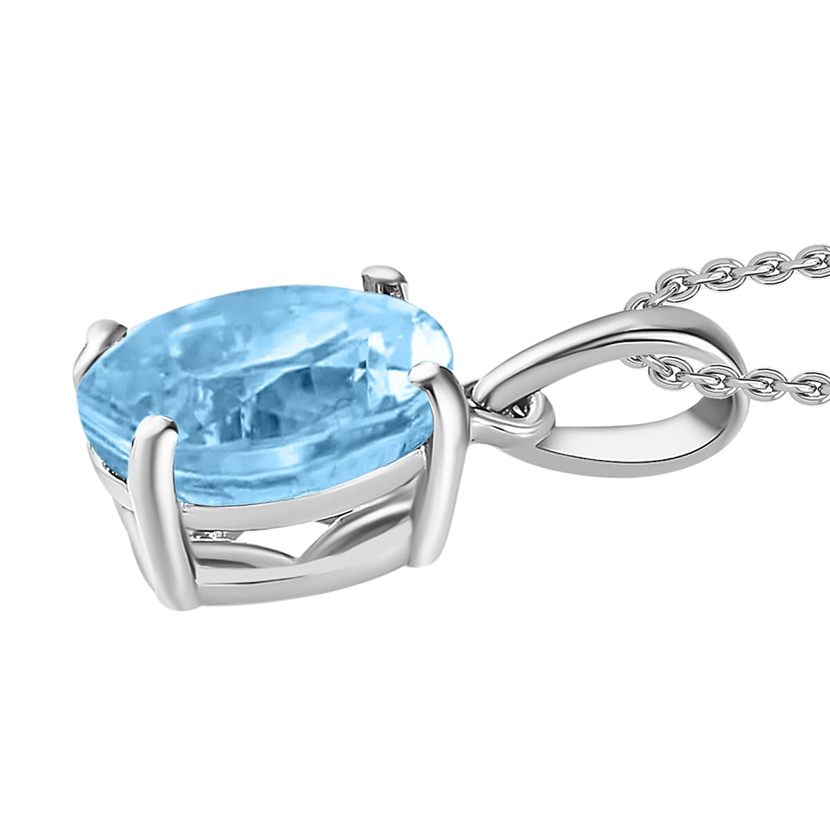 Iliana AAA Santa Maria Aquamarine 5.05 ctw Solitaire Pendant without Chain in 18K White Gold image number 2