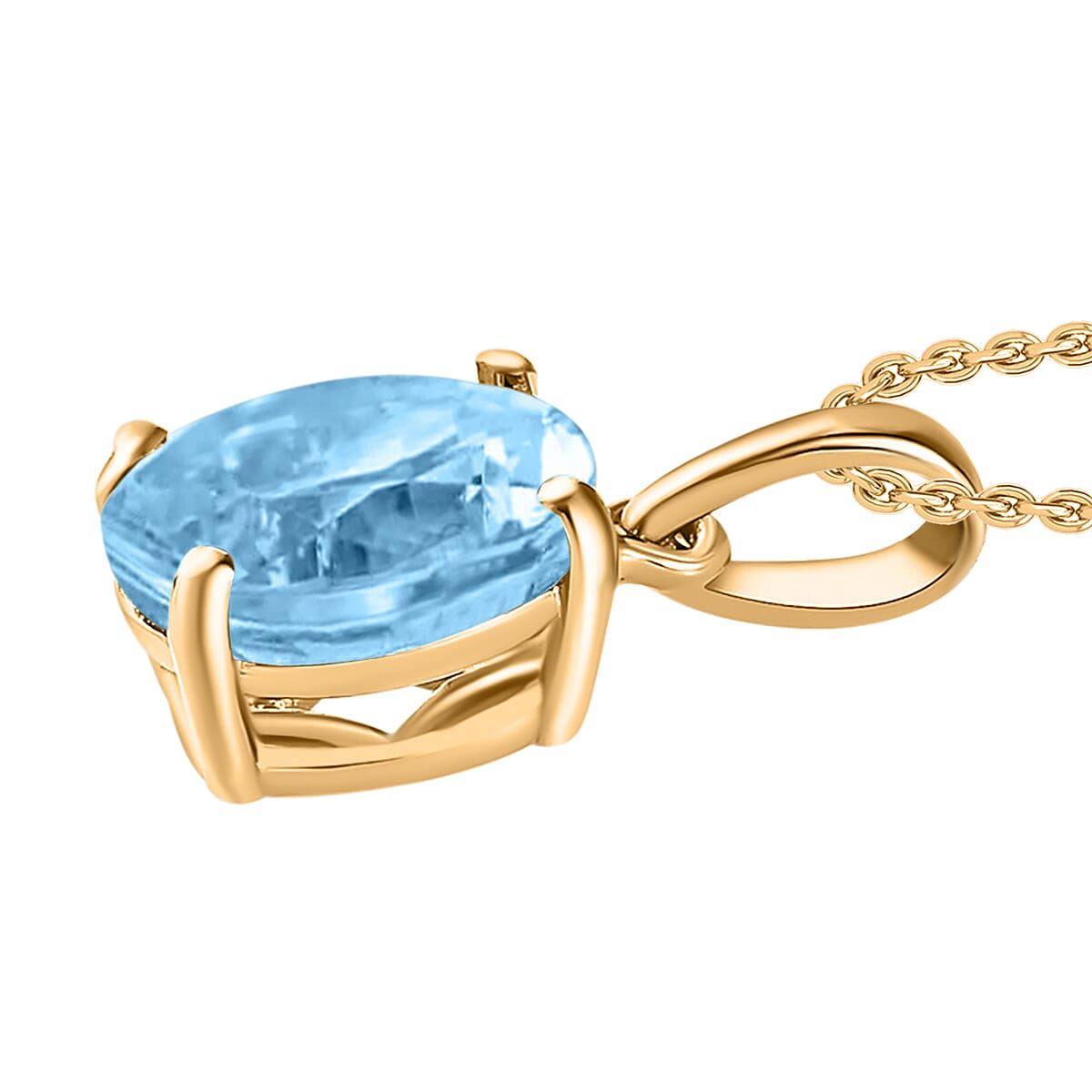 Iliana AAA Santa Maria Aquamarine 5.05 ctw Solitaire Pendant without Chain in 18K Yellow Gold image number 2