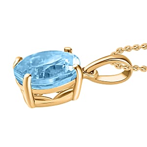 Iliana AAA Santa Maria Aquamarine 5.05 ctw Solitaire Pendant without Chain in 18K Yellow Gold (Del. in 10-12 Days)