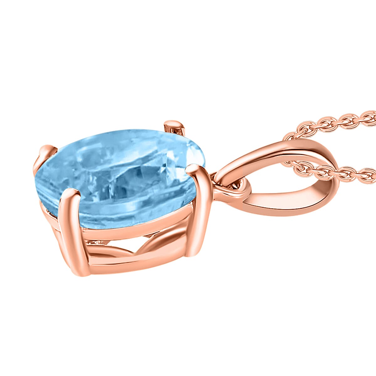 Iliana AAA Santa Maria Aquamarine 5.05 ctw Solitaire Pendant without Chain in 18K Rose Gold image number 2