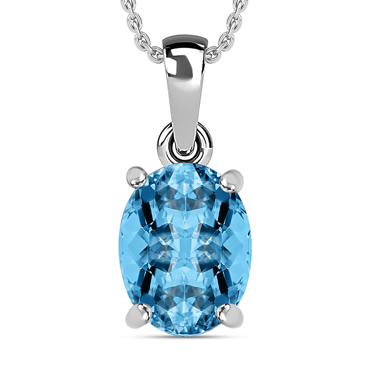 Rhapsody AAAA Santa Maria Aquamarine 5.05 ctw Solitaire Pendant without Chain in 950 Platinum image number 0