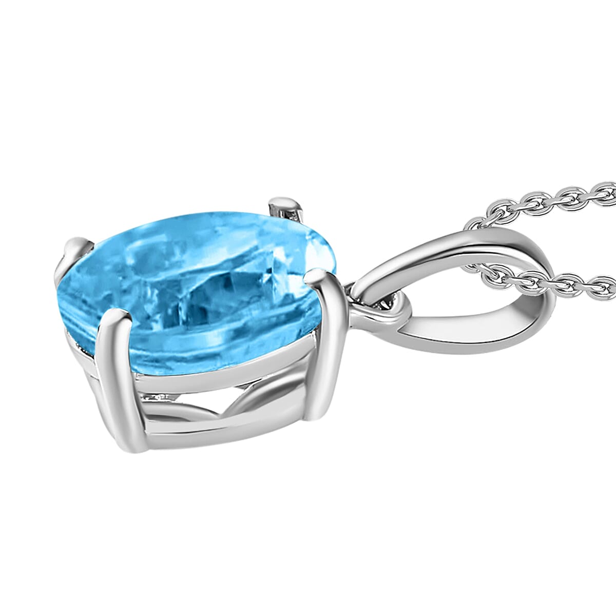 Rhapsody AAAA Santa Maria Aquamarine 5.05 ctw Solitaire Pendant without Chain in 950 Platinum image number 2