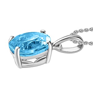 Rhapsody AAAA Santa Maria Aquamarine 5.05 ctw Solitaire Pendant without Chain in 950 Platinum (Del. in 10-12 Days)