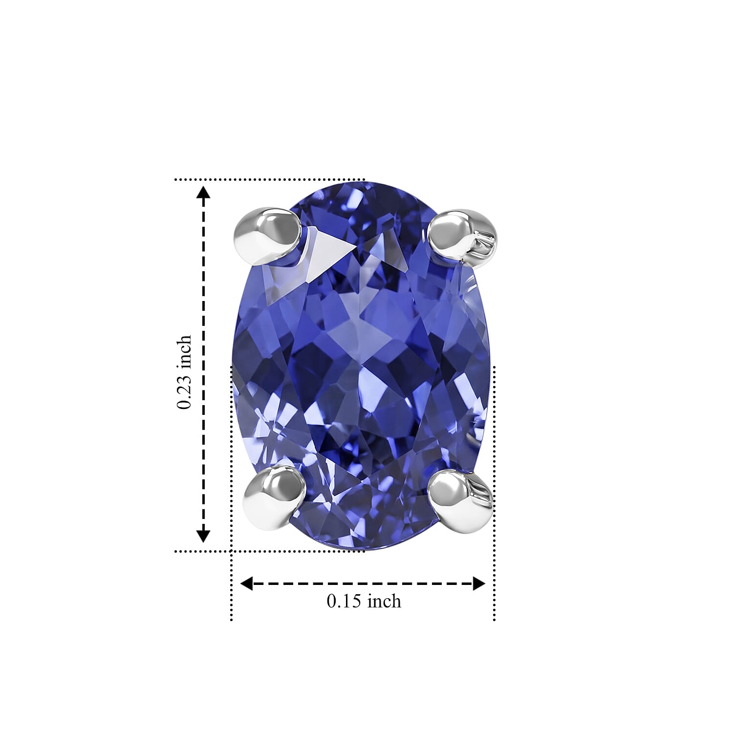 D'Joy Tanzanite 1.00 ctw Solitaire Stud Earrings in Platinum Over Sterling Silver