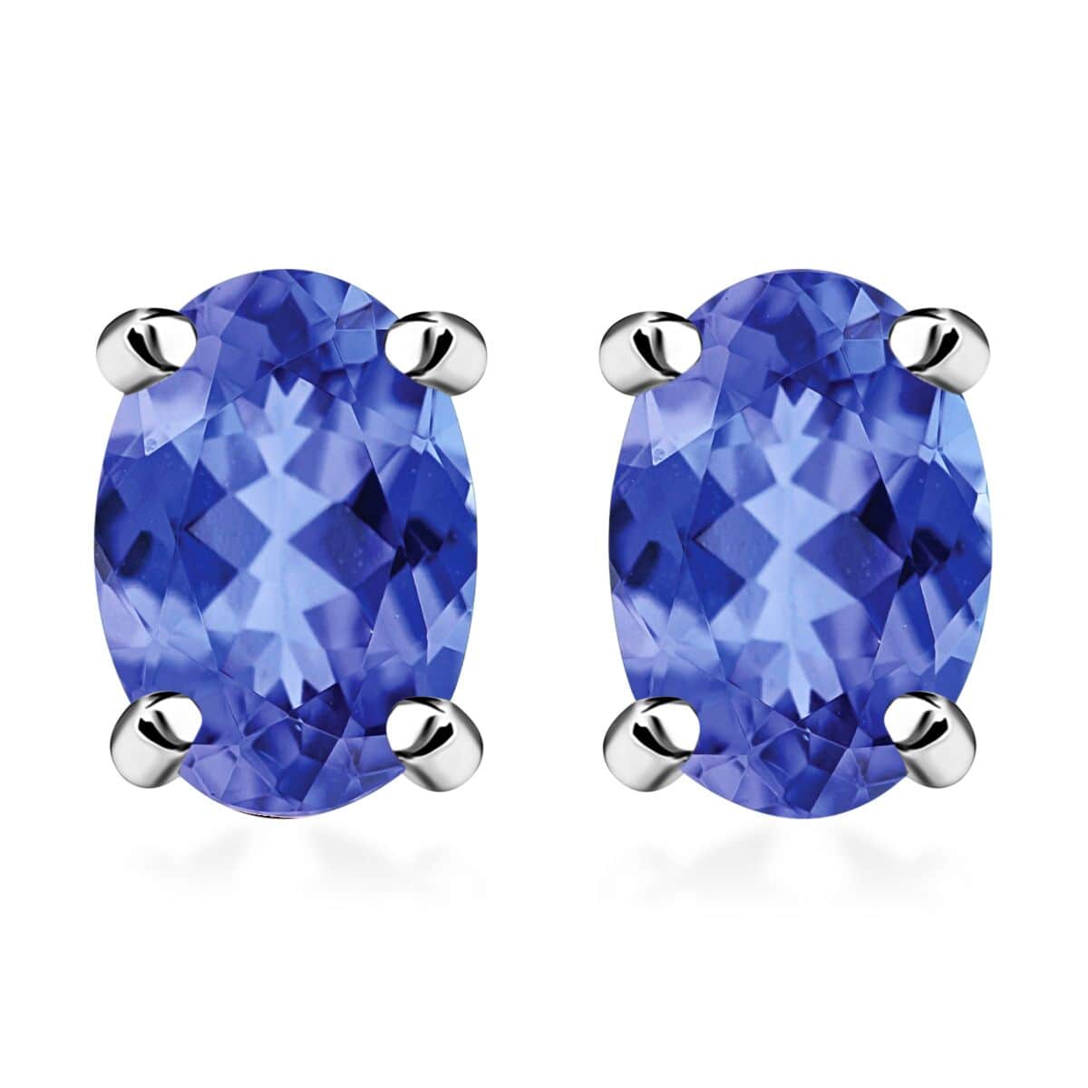 Luxoro 14K White Gold Premium Tanzanite Solitaire Stud Earrings 1.00 ctw image number 0