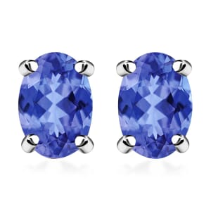 Luxoro 14K White Gold Premium Tanzanite Solitaire Stud Earrings 1.00 ctw