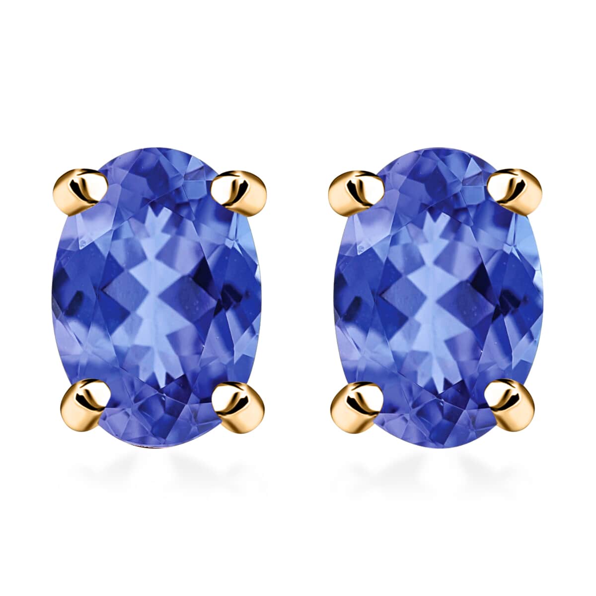 Premium Tanzanite 1.00 ctw Solitaire Stud Earrings in 14K Yellow Gold image number 0