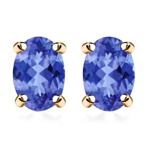 Premium Tanzanite 1.00 ctw Solitaire Stud Earrings in 14K Yellow Gold