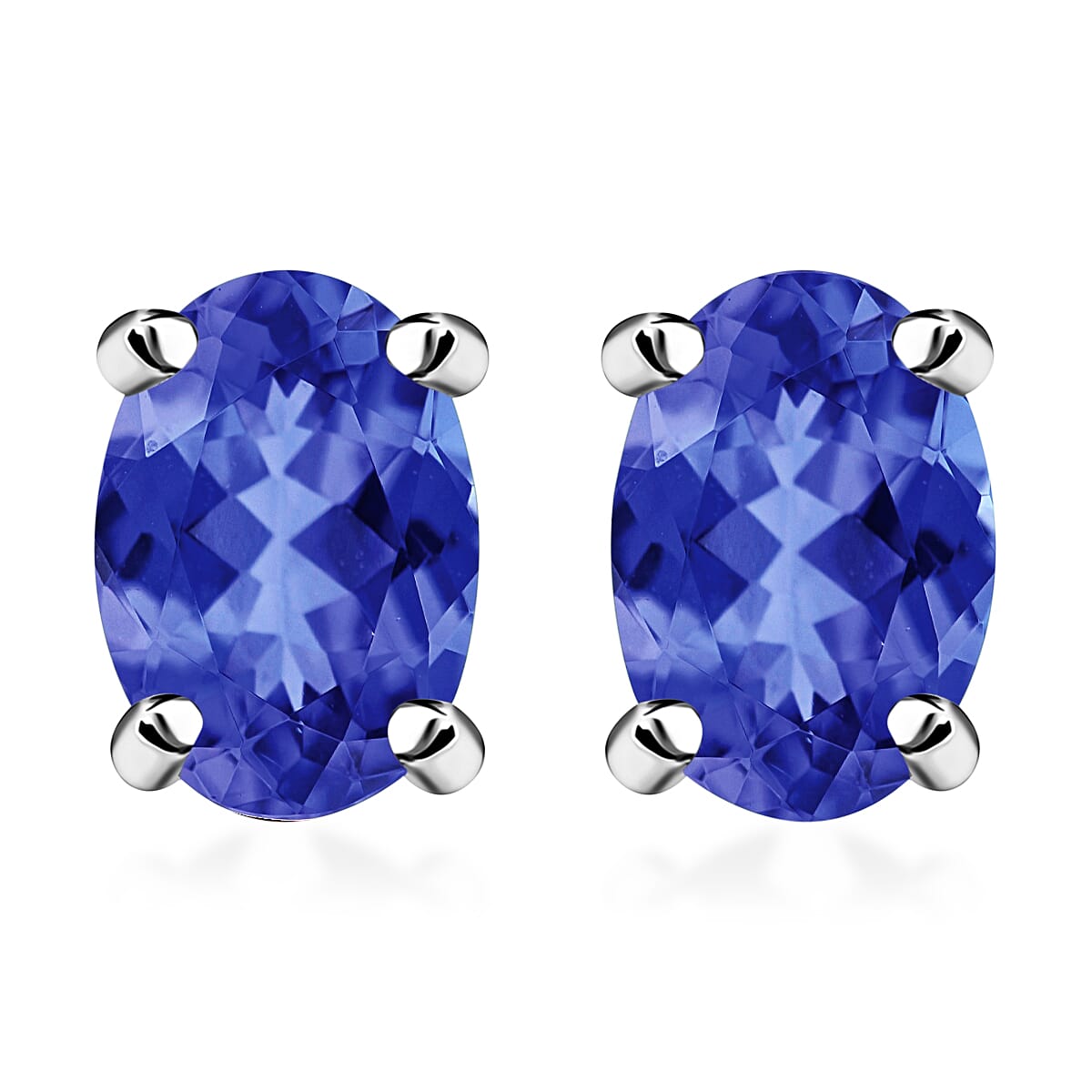 Iliana 18K White Gold AAA Tanzanite Solitaire Stud Earrings 1.00 ctw image number 0