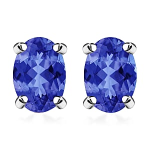 Iliana 18K White Gold AAA Tanzanite Solitaire Stud Earrings 1.00 ctw