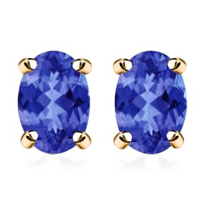 Iliana AAA Tanzanite Solitaire 1.00 ctw Stud Earrings in 18K Yellow Gold