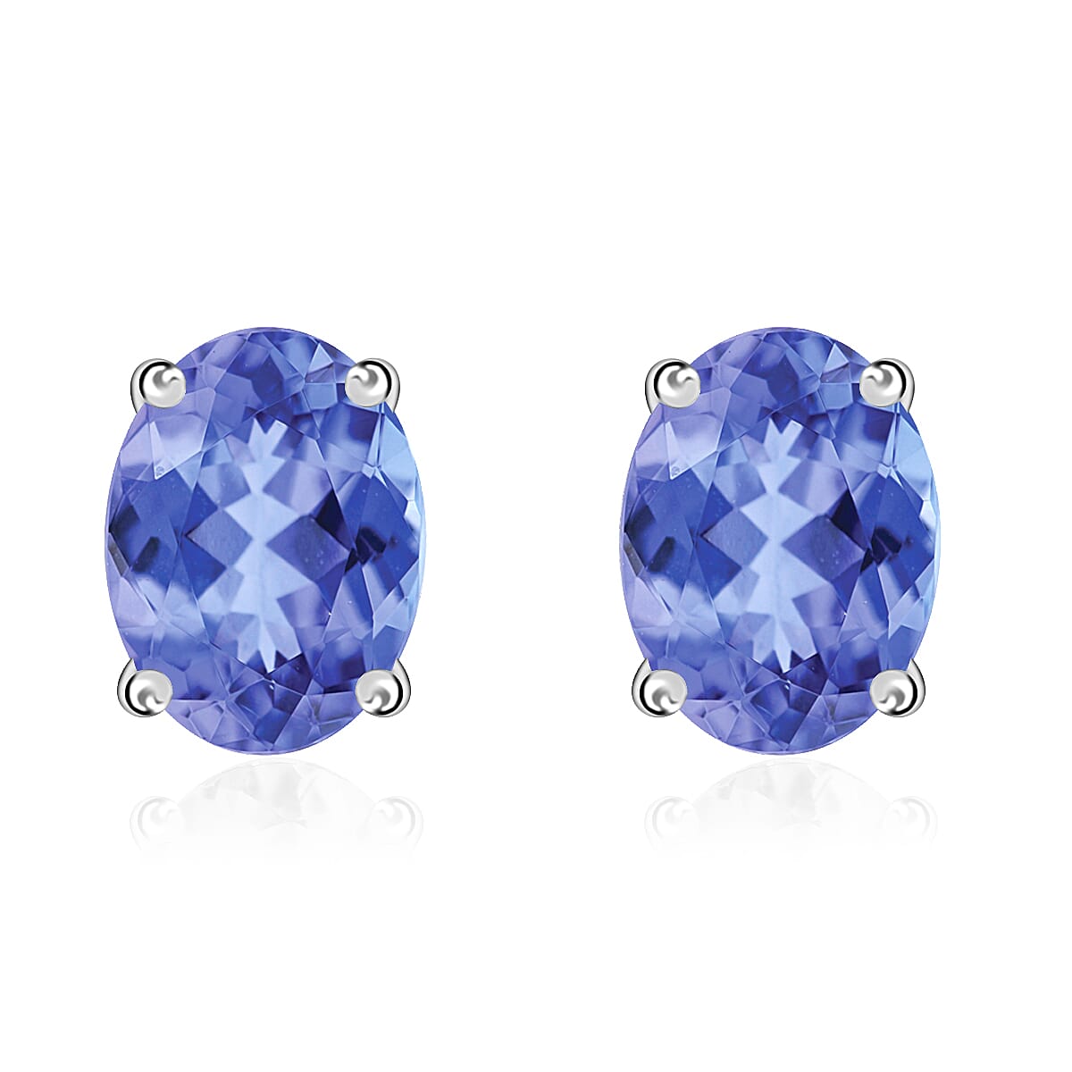D'Joy Tanzanite 1.65 ctw Solitaire Stud Earrings in Platinum Over Sterling Silver image number 0