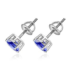 Tanzanite Solitaire Stud Earrings in Platinum Over Sterling Silver 1.65 ctw