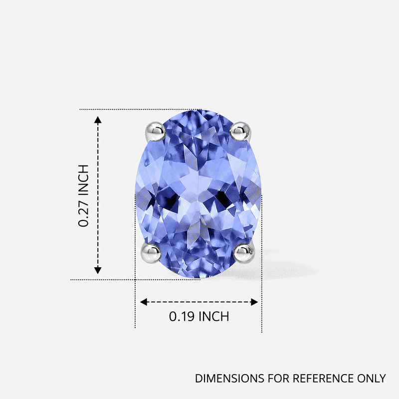 D'Joy Tanzanite 1.65 ctw Solitaire Stud Earrings in Platinum Over Sterling Silver