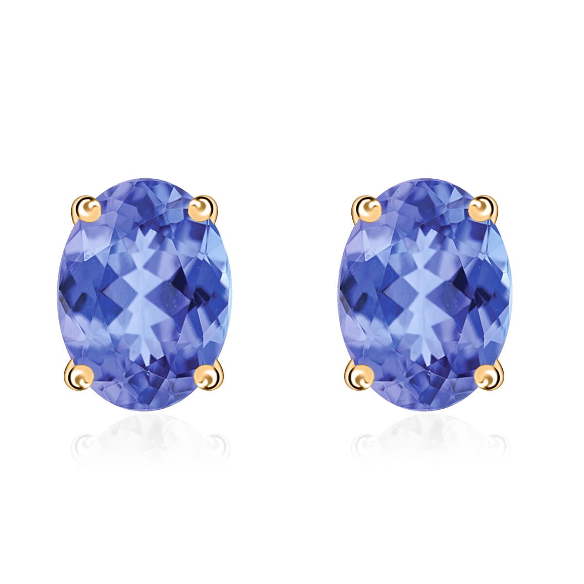 Tanzanite 1.65 ctw Solitaire Stud Earrings in Vermeil Yellow Gold Over Sterling Silver image number 0
