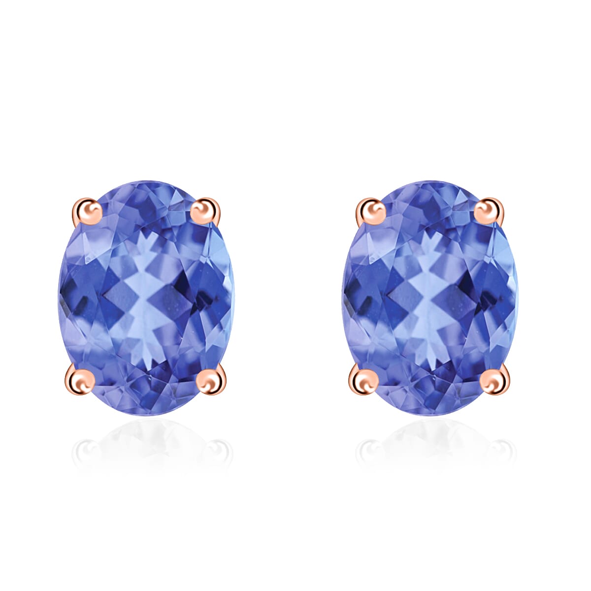 Tanzanite 1.65 ctw Solitaire Stud Earrings in Vermeil Rose Gold Over Sterling Silver image number 0
