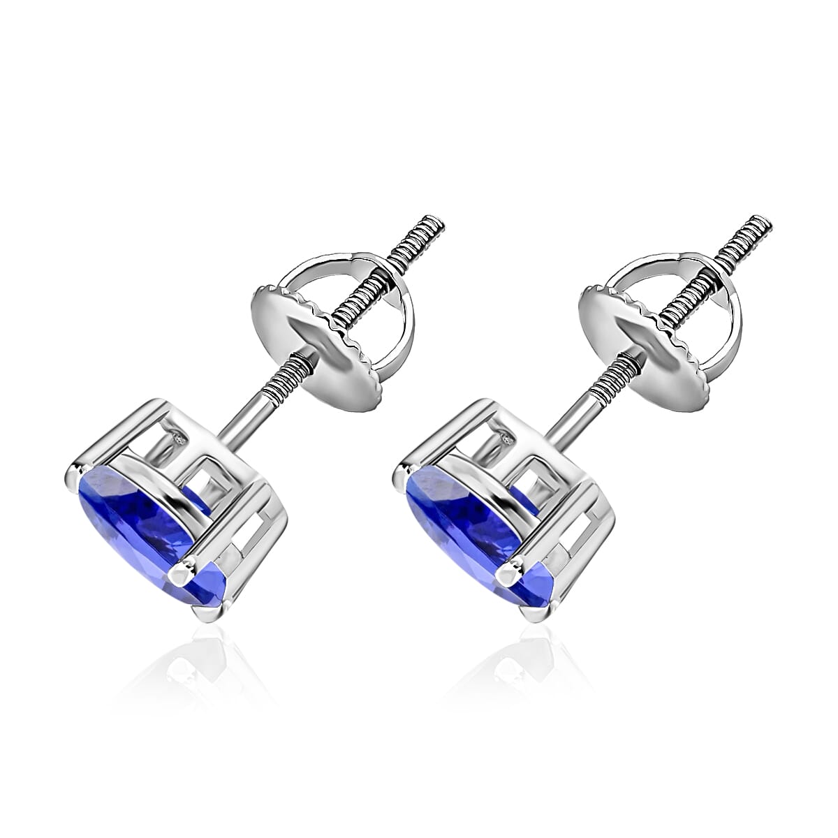 Luxoro Premium Tanzanite 1.65 ctw Solitaire Stud Earrings in 14K White Gold image number 2