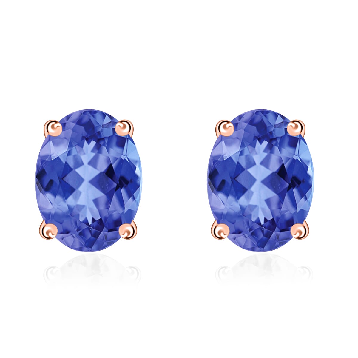 Luxoro Premium Tanzanite 1.65 ctw Solitaire Stud Earrings in 14K Rose Gold image number 0