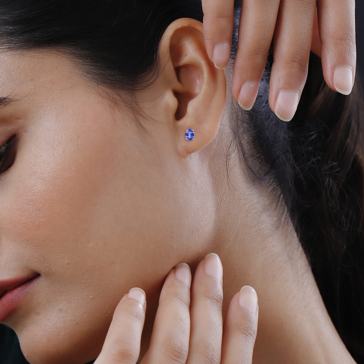 Luxoro Premium Tanzanite 1.65 ctw Solitaire Stud Earrings in 14K Rose Gold image number 1