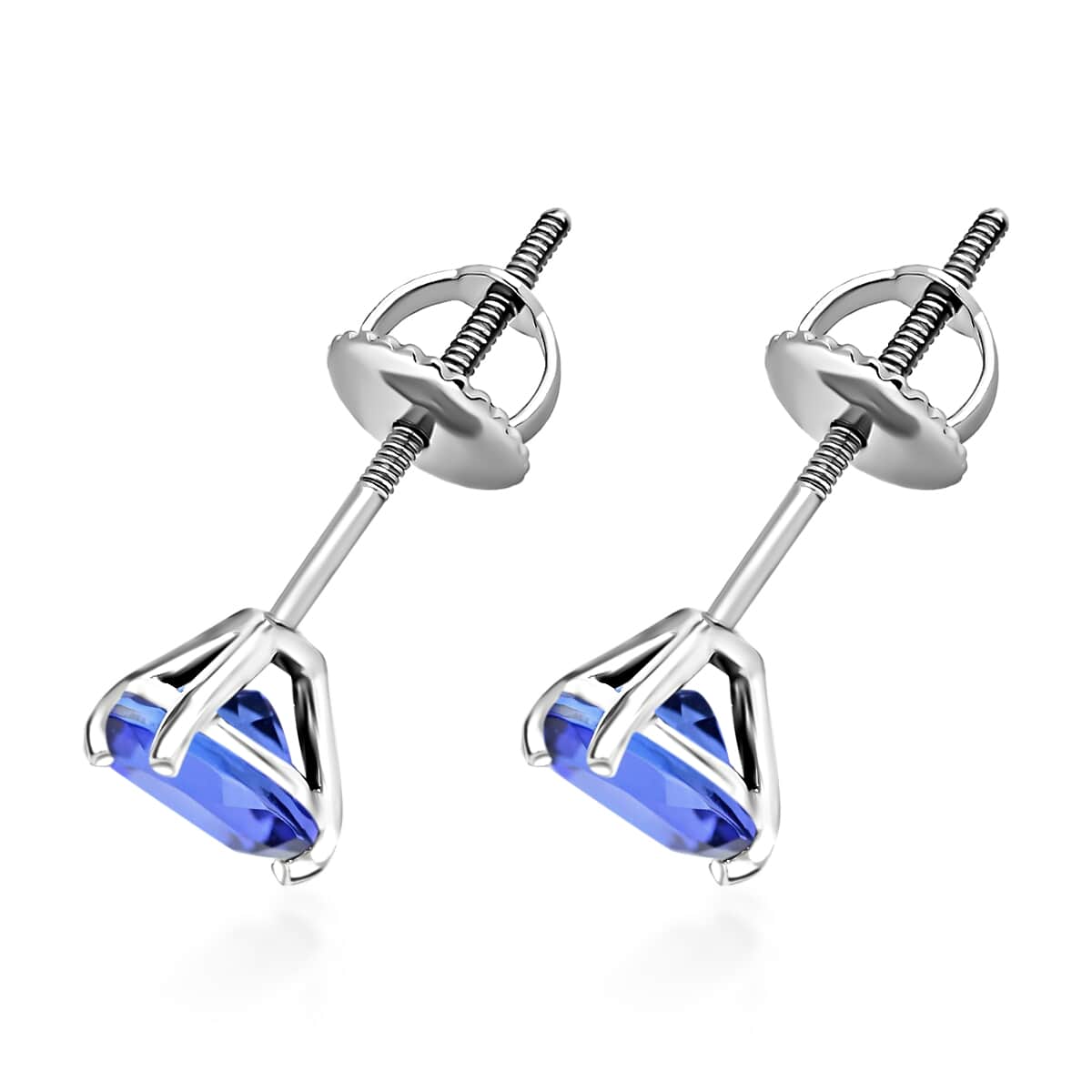 Tanzanite Solitaire Stud Earrings in Platinum Over Sterling Silver 1.60 ctw image number 2