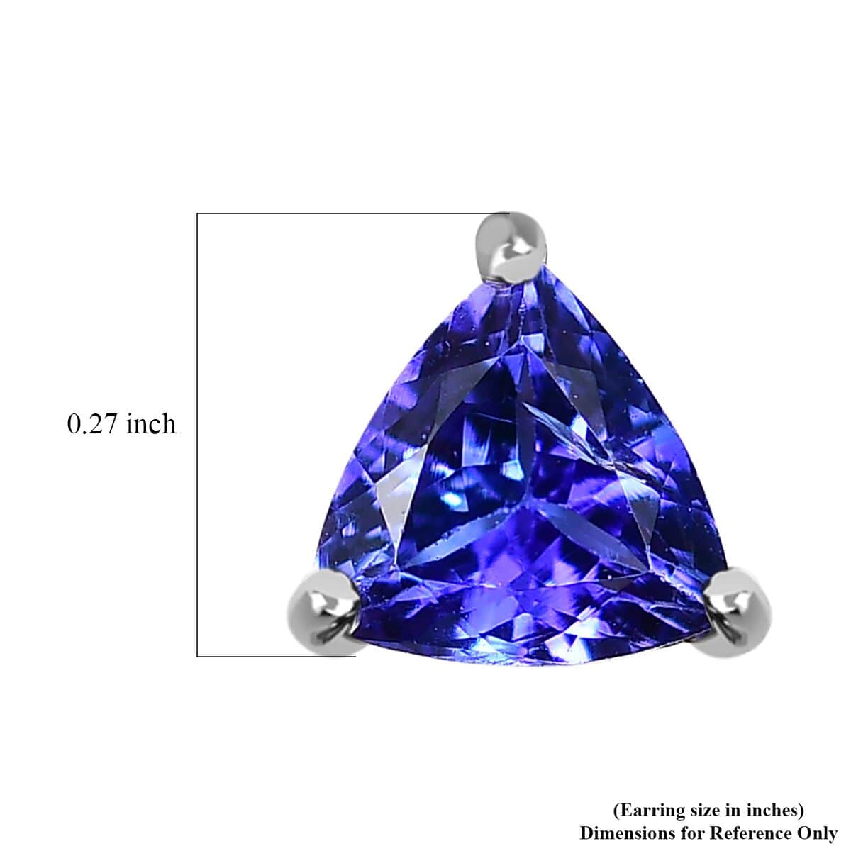 Tanzanite Solitaire Stud Earrings in Platinum Over Sterling Silver 1.60 ctw image number 4